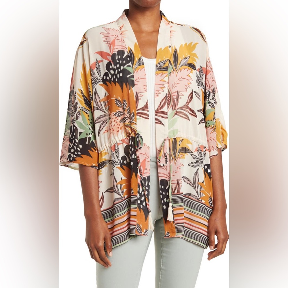 DR2 by Daniel Rainn Drawstring Tie Chiffon Topper M/L